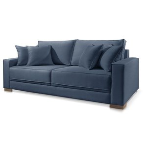 Sofá 3 Lugares Fixo Living Marrocos Suede Azul 2,4m Mk