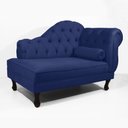 Ver imagem 1 de Recamier Sofá Divã Com Pés Retro 140X80 - Elã:Suede Azul Marinho