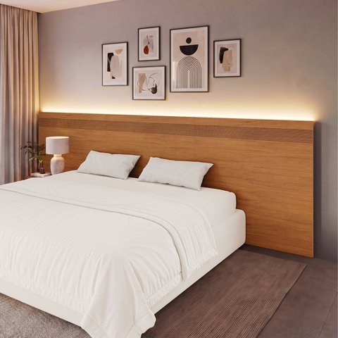 Painel Cabeceira Frisado Casal/Queen com LED 109x270cm