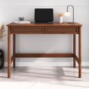 Ver imagem 1 de Escrivaninha Rattan Escandinavo Madeira 2 Gavetas Rodrigo Castanho Verniz Idimex