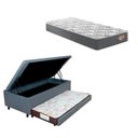 Ver imagem 1 de Bicama Box Baú Solteiro 88x188cm em Courino com Colchão Adapto Molas Ensacadas Ecoflex B&G