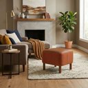 Ver mais imagens de Puff Decorativo Verso 45x51 cm Pes Madeira Linho Color Trend e Courino Tca 303 Tcs 727 Moll