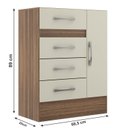 Ver imagem 3 de Cômoda Sapateira Grande 4 Gavetas 1 Porta Marrom/Castanho/Offwhite