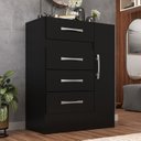 Ver imagem 1 de Cômoda Sapateira Grande 4 Gavetas 1 Porta Preto