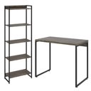 Ver imagem 1 de Kit Escritório Estante Areta 5 Prateleiras Mesa Industrial Aspen 90cm C01 Carvalho Dark - Lyam