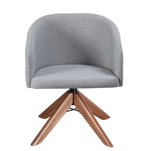Kit com 2 Poltronas Giratórias Zara em Madeira Castanho – Exclusiva Linho Cinza
