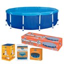 Ver imagem 3 de Piscina Estruturada Estrutural Redonda PVC Capa Forro Filtro 2200L 4500L Azul Mor
