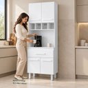 Ver imagem 4 de Armário Torre Quente Paneleiro Cozinha 60cm 4 Portas Madeira Cor:Branco