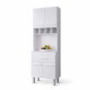 Ver imagem 2 de Armário Torre Quente Paneleiro Cozinha 60cm 4 Portas Madeira Cor:Branco