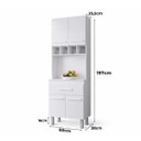 Ver imagem 3 de Armário Torre Quente Paneleiro Cozinha 60cm 4 Portas Madeira Cor:Branco