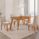 Ver imagem 1 de Mesa de Jantar Copper 120cm Tampo MDF Laminado Canto Copo com 4 Cadeiras Yasmin