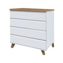 Ver imagem 2 de Cômoda Ninho 4 Gavetas, 100 cm Tampo Madeira Branco/Mel