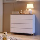Ver imagem 1 de Cômoda Ninho 4 Gavetas, 100 cm Tampo Madeira Branco/Mel