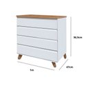 Ver imagem 3 de Cômoda Ninho 4 Gavetas, 100 cm Tampo Madeira Branco/Mel