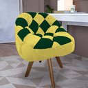 Ver imagem 1 de Poltrona Paloma Escritório Sala Giratória Madeira Suede Amarelo e Suede Verde - Dominic Decor