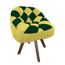 Ver imagem 2 de Poltrona Paloma Escritório Sala Giratória Madeira Suede Amarelo e Suede Verde - Dominic Decor