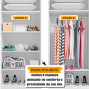 Ver mais imagens de Guarda-Roupa Solteiro com 2 Portas 1 Gaveta e 5 Prateleiras Dubai Branco