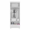 Ver imagem 4 de Guarda-Roupa Solteiro com 2 Portas 1 Gaveta e 5 Prateleiras Dubai Branco