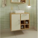 Ver imagem 5 de Gabinete de Banheiro Suspenso 68cm com Balcão 1 Porta 1 Gaveta e Espelheira sem Cuba