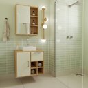 Ver imagem 1 de Gabinete de Banheiro Suspenso 68cm com Balcão 1 Porta 1 Gaveta e Espelheira sem Cuba