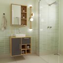 Ver imagem 1 de Gabinete de Banheiro Suspenso 68cm com Balcão 1 Porta 1 Gaveta e Espelheira sem Cuba