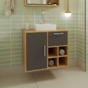 Ver imagem 5 de Gabinete de Banheiro Suspenso 68cm com Balcão 1 Porta 1 Gaveta e Espelheira sem Cuba