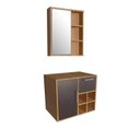 Ver imagem 2 de Gabinete de Banheiro Suspenso 68cm com Balcão 1 Porta 1 Gaveta e Espelheira sem Cuba