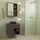 Ver imagem 1 de Gabinete de Banheiro Suspenso 68cm com Balcão 1 Porta 1 Gaveta e Espelheira sem Cuba