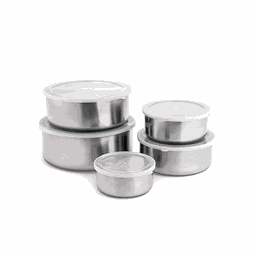 Jogo Conjunto de Tigelas Bowl Potes com Tampa Aço Inox 5 Pçs - 4