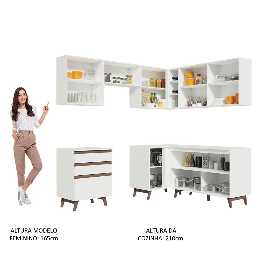 Armário de Cozinha Completa de Canto 392cm Branco Reims Madesa 01 - 6