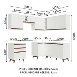 Armário de Cozinha Completa de Canto 392cm Branco Reims Madesa 01 - 4