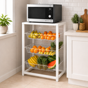 Ver imagem 1 de Fruteira para Cozinha com Suporte para Micro-Ondas 3 Cestos Ferro Preto Tampo Branco