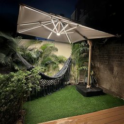Ombrelone Guarda Sol Gold Led Alumínio Bege 3,0 X 3,0 C/ Base em 100 L - 3
