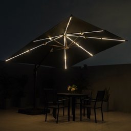 Ombrelone Guarda Sol Gold Led Alumínio Bege 3,0 X 3,0 C/ Base em 100 L - 2