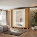 Ver imagem 3 de Guarda Roupa Casal 2 Portas de Correr 230 Cm com Espelho Dunas Freijo Off White Moval