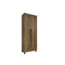 Ver imagem 2 de Guarda-Roupa Solteiro com 2 Portas 1 Gaveta e 5 Prateleiras Dubai Marrom/Cinamomo