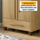 Ver mais imagens de Guarda-Roupa Solteiro com 2 Portas 1 Gaveta e 5 Prateleiras Dubai Marrom/Cinamomo