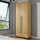 Ver imagem 1 de Guarda-Roupa Solteiro com 2 Portas 1 Gaveta e 5 Prateleiras Dubai Marrom/Cinamomo