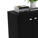 Ver imagem 6 de Kit Escritório Mesa em L e Balcão 2 Portas 2 Gavetas MDP Preto Tecno Mobili