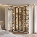 Ver imagem 1 de Guarda Roupa Planejado de Canto Linear 4 Peças 6 Portas Reflectas Orion CabeCasa MadeiraOriginals Bege/Aveia