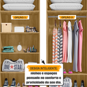 Ver imagem 6 de Guarda-Roupa Solteiro com 2 Portas 1 Gaveta e 5 Prateleiras Dubai Marrom/Cinamomo/Off White