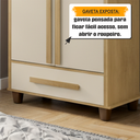 Ver imagem 7 de Guarda-Roupa Solteiro com 2 Portas 1 Gaveta e 5 Prateleiras Dubai Marrom/Cinamomo/Off White