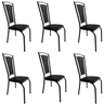Cadeira Paris Cozinha Tubular Aço Preto Craquelado Estofada Encosto Junco Kit 6 Unidades - 2