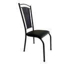 Ver imagem 3 de Cadeira Paris Cozinha Tubular Aço Preto Craquelado Estofada Encosto Junco Kit 6 Unidades