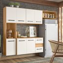 Ver imagem 1 de Cozinha Compacta Modulada Suspensa 7 Portas 2 Gavetas Juliete Branco/Freijó/Off White Cristal