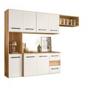 Ver imagem 2 de Cozinha Compacta Modulada Suspensa 7 Portas 2 Gavetas Juliete Branco/Freijó/Off White Cristal