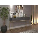 Ver imagem 1 de Buffet Aparador Industrial Cinza para Sala Recepção Escritorio Eros 110cm Base de Ferro Dourado