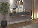 Ver imagem 1 de Buffet Aparador Industrial Cinza para Sala Recepção Escritorio Eros 110cm Base de Ferro Dourado