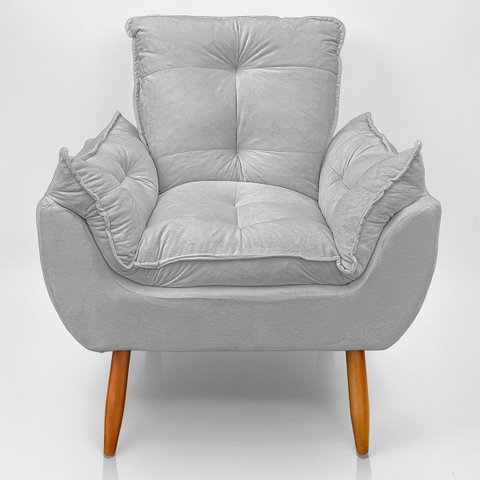 Cadeira Poltrona Opala para Sala Opala Recepção Quarto Confortável Reforçada Premium:cinza Claro