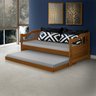 Sofa Cama Solteiro Madeira com Cama Auxiliar Atraente Castanho - 1